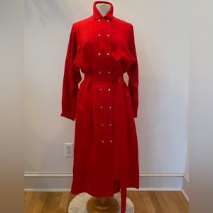 Elegant Red Button-Down Dress